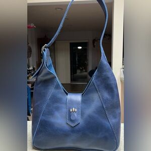 Portland leather Flora shoulder bag cowboy blue